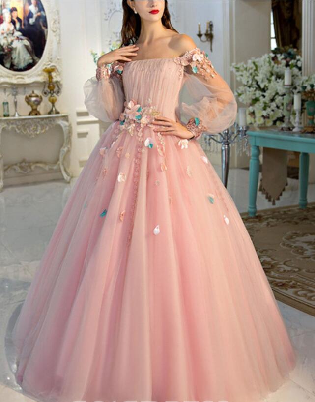 pink puffy dress